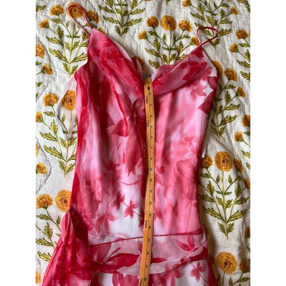 B. Smart Pink Floral Y2K Chiffon Dress - Picture 11 of 13